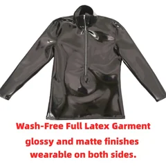 Sexy Men PVC Glossy Shiny Long Sleeve T-shirt Double Sided PU Club Dance Top Smooth Elastic Stage Wear Elastic Slim Tights