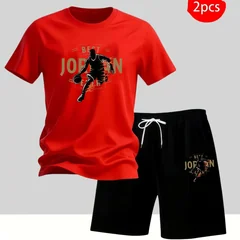2026 Summer Men's Set Urban Casual Fashion T-shirt and Shorts High Quality Crew Neck Short Sleeve Outfits Male Daily Sportswear