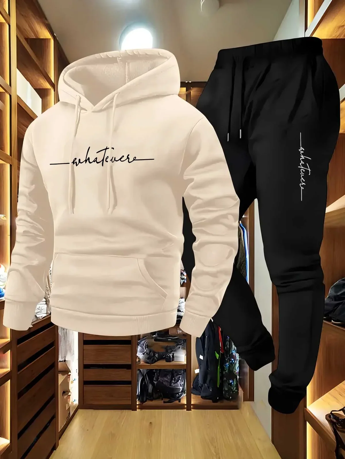 2026 Men 2 Piece Lightweight Warm Tracksuit Hooded Sweatshirt And Jogger Pants Trendy Hip Hop Style Casual Sports Outfit Set