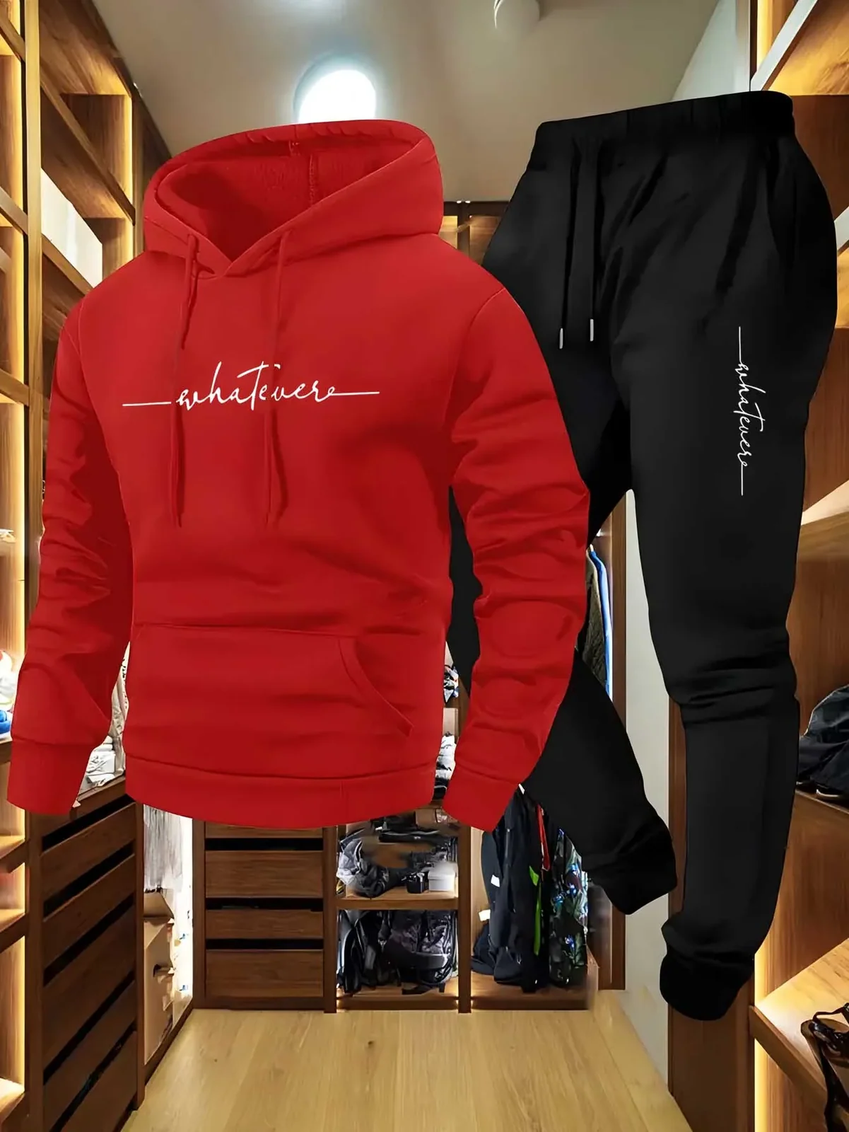 2026 Men 2 Piece Lightweight Warm Tracksuit Hooded Sweatshirt And Jogger Pants Trendy Hip Hop Style Casual Sports Outfit Set