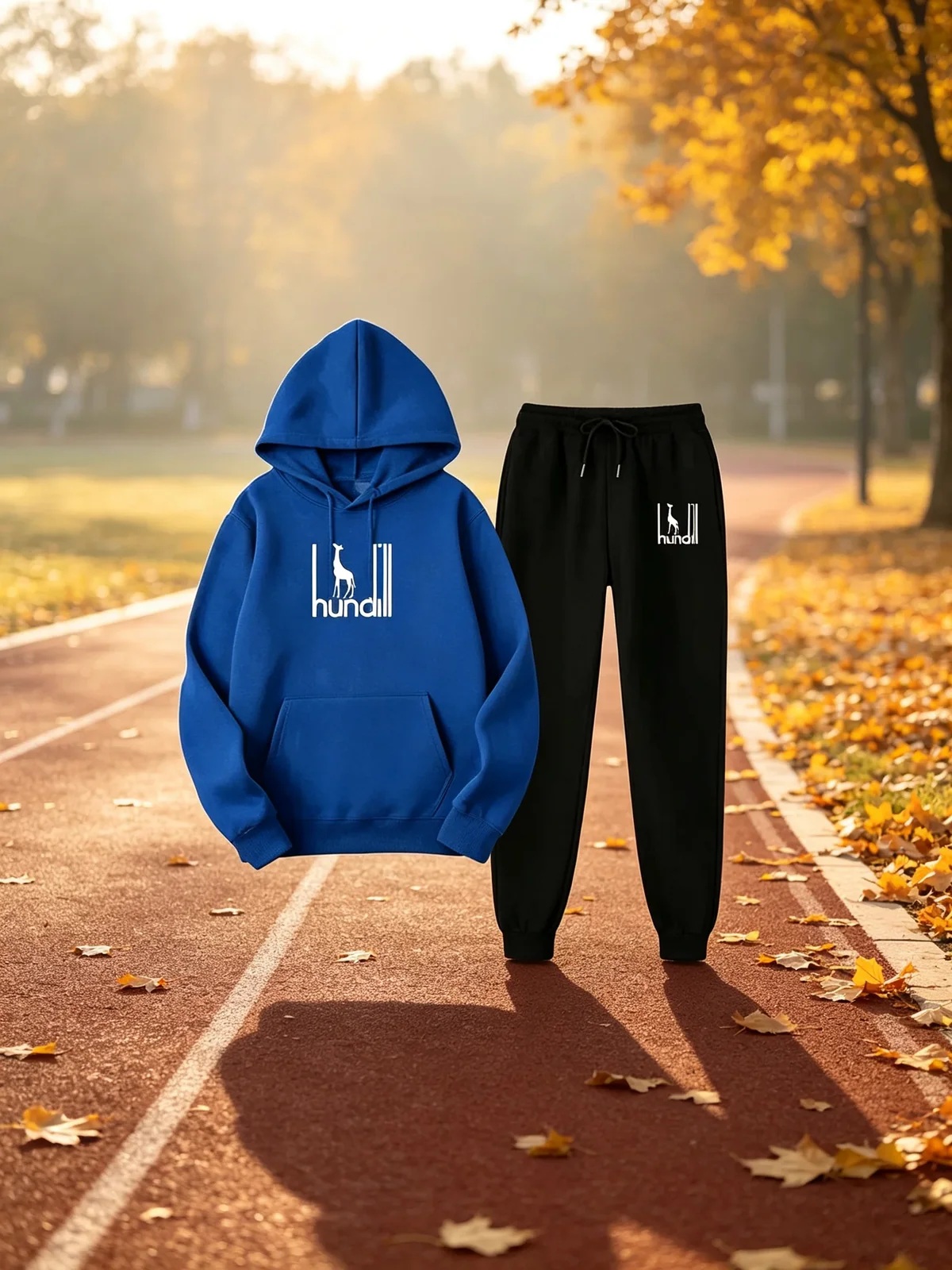 2026 New Men's Hoodie Tracksuit, Korean Style Loose Trendy Printed Hoodie + Sweatpants, Warm Couple Matching Outfit 2‑Piece Set