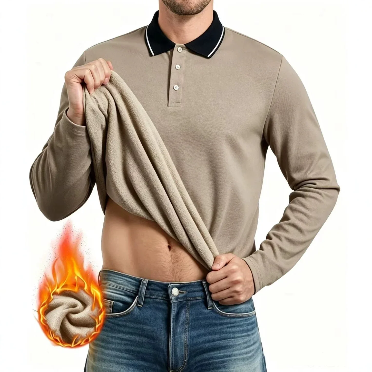 Fleece Luxury Men Long Sleeve Polo Shirt Designer Brand Soft Comfort 2026 Autumn Casual Breathable Thicken Pull on T-shirt