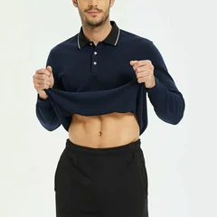 Fleece Luxury Men Long Sleeve Polo Shirt Designer Brand Soft Comfort 2026 Autumn Casual Breathable Thicken Pull on T-shirt