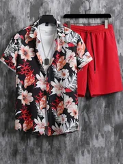 Summer Coconut Tree 3D Print Men Shirt Sets Short Sleeve Shirt Oversized Casual Beach Shorts Streetwear Hawaiian Suits Clothes