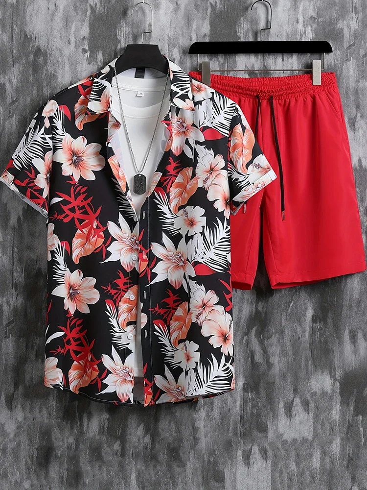 Summer Coconut Tree 3D Print Men Shirt Sets Short Sleeve Shirt Oversized Casual Beach Shorts Streetwear Hawaiian Suits Clothes