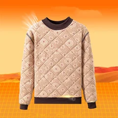 Winter Men's Long Sleeve T-shirt Fleece Lined Thickened Velvet Warm Pullover Tops Solid Color Round Neck Base Shirt Casual Tees