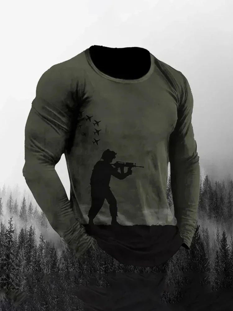 2026 New Style Fashionable Sports Men's Shirt. Gradient Color Printed Long-sleeved Top, Autumn Daily Urban Casual T-shirt