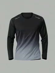 2026 New Style Fashionable Sports Men's Shirt. Gradient Color Printed Long-sleeved Top, Autumn Daily Urban Casual T-shirt