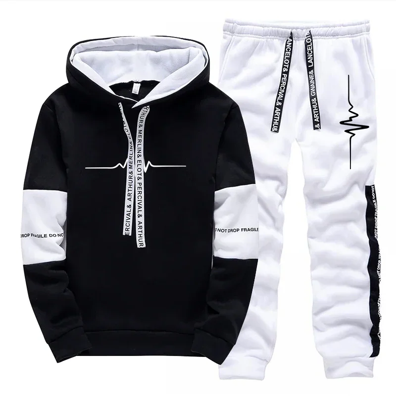 Men's Tracksuit Quality Casual Hooded Sweatshirts Outdoors Sports Jogging Clothing Autumn Winter Versatile Single Hoodies Pants