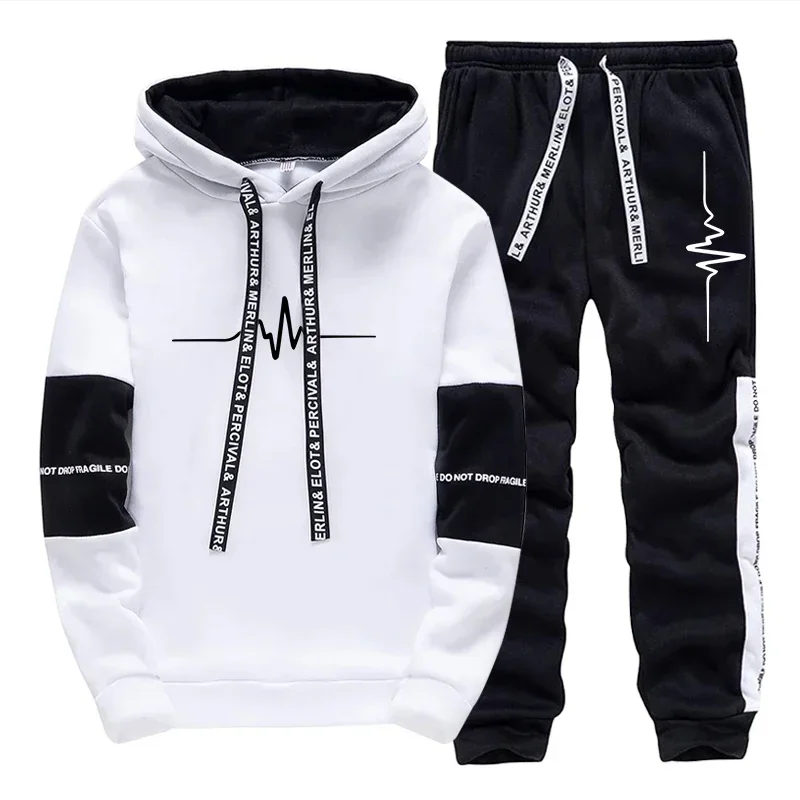 Men's Tracksuit Quality Casual Hooded Sweatshirts Outdoors Sports Jogging Clothing Autumn Winter Versatile Single Hoodies Pants