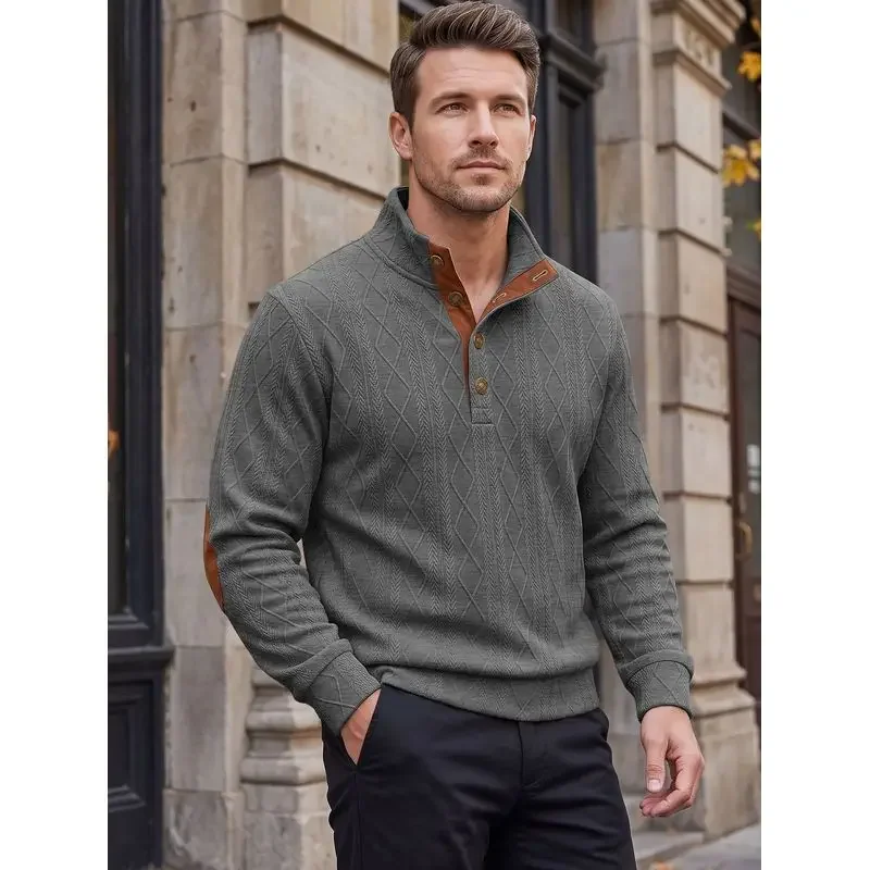 men casual color block sleeve patch long sleeve pullover sweatshirt top lightweight comfortable everyday outdoor lounge crew nec