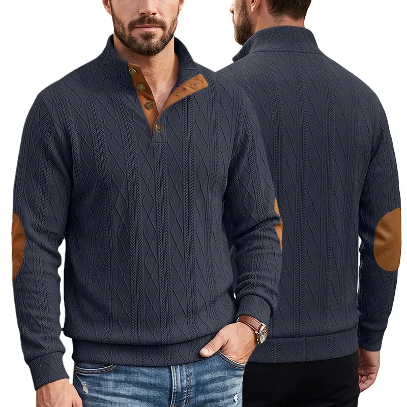 men casual color block sleeve patch long sleeve pullover sweatshirt top lightweight comfortable everyday outdoor lounge crew nec