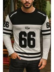 2026 Autumn/Winter Men's Round-neck Hoodie with Digital Print for Casual Sports and Outdoor Wear