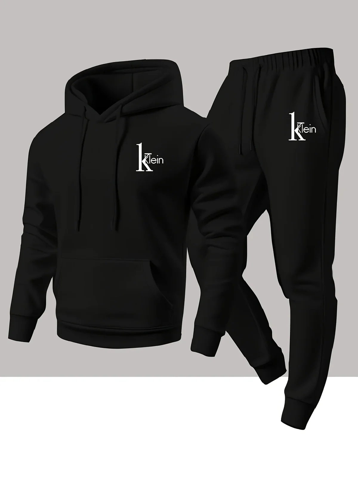 Men's two-piece set casual long-sleeved hooded sweatshirt and sports pants outfit suitable for winter and autumn Sports outfit