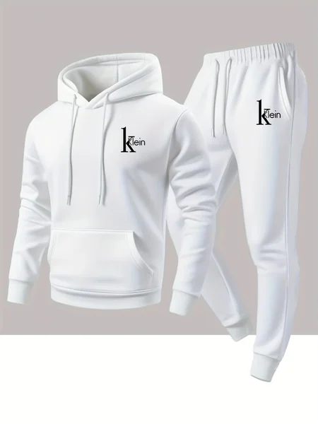 Men's two-piece set casual long-sleeved hooded sweatshirt and sports pants outfit suitable for winter and autumn Sports outfit