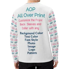 Custom Long Sleeve T Shirt All Over Print Personalized T Shirt Custom Text Photo Logo Graphic Tee Men's Women's Casual Clothing