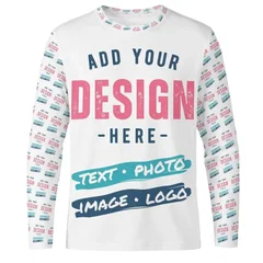 Custom Long Sleeve T Shirt All Over Print Personalized T Shirt Custom Text Photo Logo Graphic Tee Men's Women's Casual Clothing