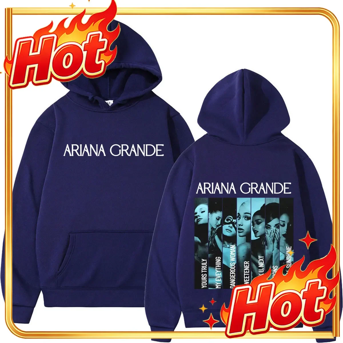 Singer Ariana Grande Album Cover Merch Hoodie Men Women Fashion Pullover Autumn Winter Loose Casual Oversized Sweatshirts Tops
