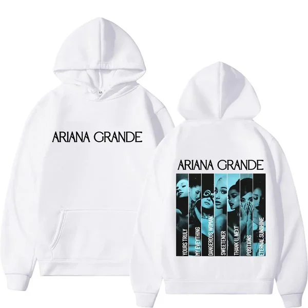 Singer Ariana Grande Album Cover Merch Hoodie Men Women Fashion Pullover Autumn Winter Loose Casual Oversized Sweatshirts Tops