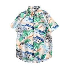 Hawaiian Style Shirt Set Men's Summer Loose Short-sleeved Shorts Set, Fashion Trend Beach Floral Couple Clothes