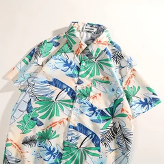 Hawaiian Style Shirt Set Men's Summer Loose Short-sleeved Shorts Set, Fashion Trend Beach Floral Couple Clothes