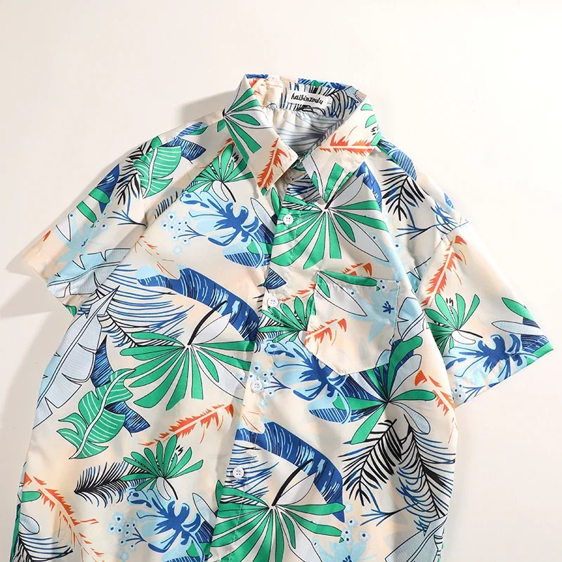 Hawaiian Style Shirt Set Men's Summer Loose Short-sleeved Shorts Set, Fashion Trend Beach Floral Couple Clothes