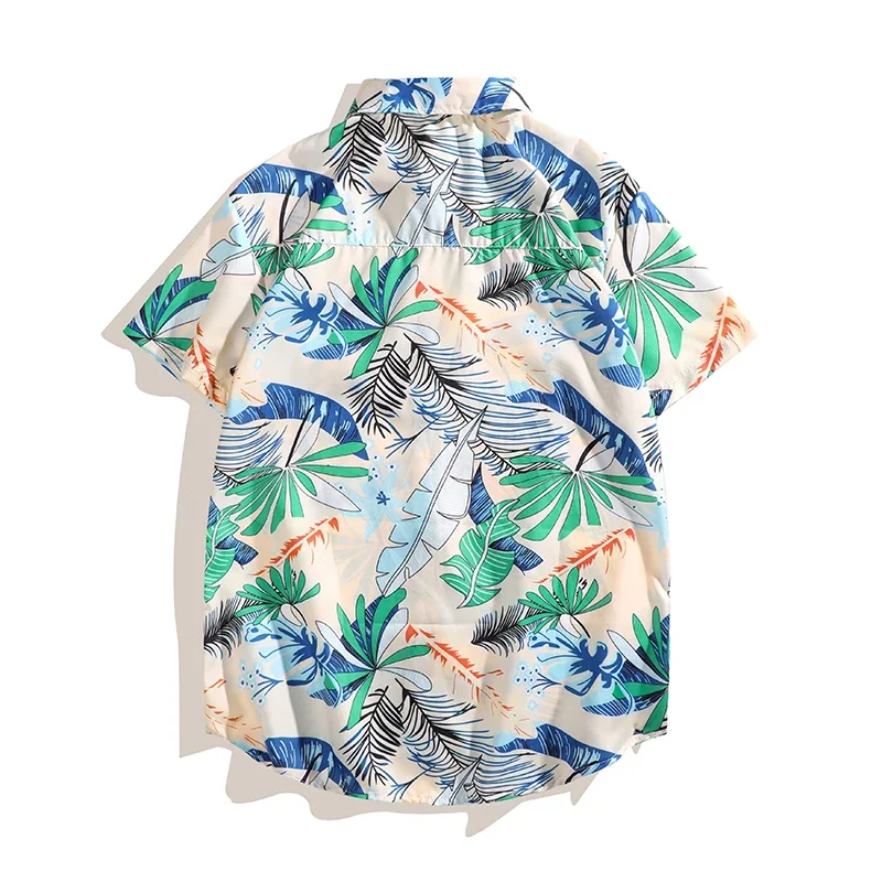 Hawaiian Style Shirt Set Men's Summer Loose Short-sleeved Shorts Set, Fashion Trend Beach Floral Couple Clothes