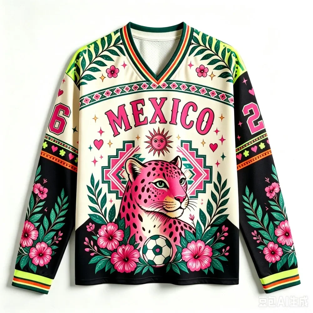 Mexican Leopard-pattern Floral Football 3DPrint V-neck Men Women Spring-autumn Cloth Trendy Casual Breath Quickdry Sport Y2K Top