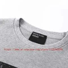 Men's Women's Casual Wear Vintage Style Gothic Font West Coast Long Sleeve Heavyweight Waffle Fabric Unisex High Street Top