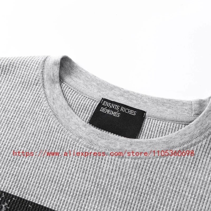 Men's Women's Casual Wear Vintage Style Gothic Font West Coast Long Sleeve Heavyweight Waffle Fabric Unisex High Street Top