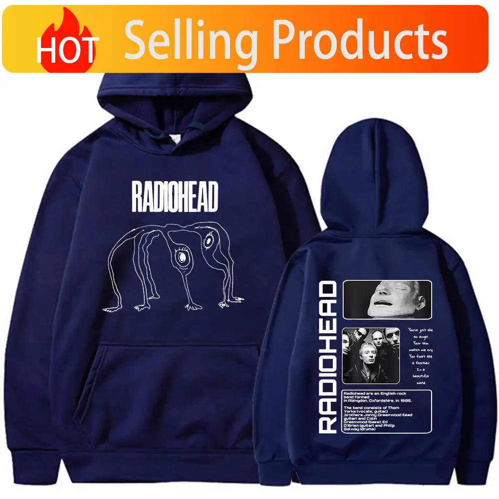 Rock Band Radiohead The Bends Hoodies Men Fashion Hip Hop Vintage Hooded Sweatshirts Casual Oversized Fleece Pullover Streetwear