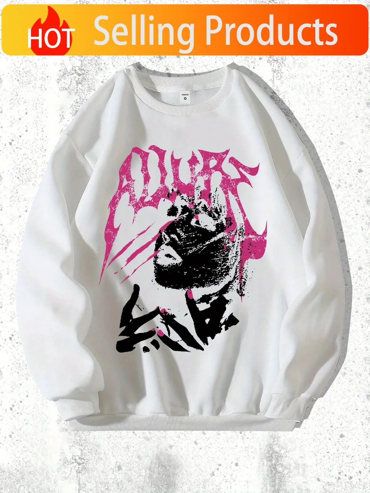 Men's Gothic Portrait Graphic Sweatshirt - Casual, Loose Fit with Crew Neck for Fall/Winter