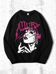 Men's Gothic Portrait Graphic Sweatshirt - Casual, Loose Fit with Crew Neck for Fall/Winter