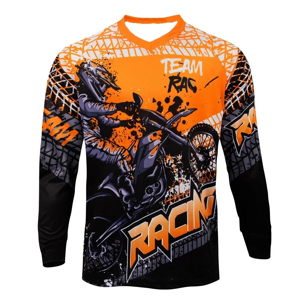Men's Sports Long-sleeve T-shirt Motorcycle Print Fashion Casual Top for Daily Riding Training Comfortable Trendy Clothing