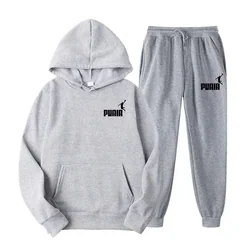 New Fashion Trend Men's and Women's Hooded Jacket Fashion Street Leisure Set Hoodie + Pants Multi-color Combination for Autumn a