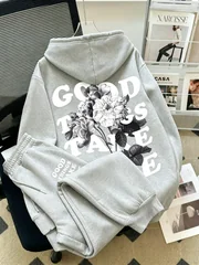 2026 New Trendy Men's Hoodie Pants Two Piece Set, Fashion Hooded Sweatshirt and Sweatpants with Large Graphic Print on Back