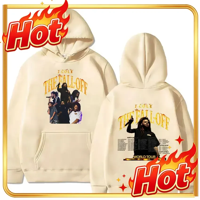 J.Cole The Fall Off World Tour 2026 Hoodie Men Hip Hop Pop Music Pullover Sweatshirt Unisex Vintage Oversized Hoodies Streetwear