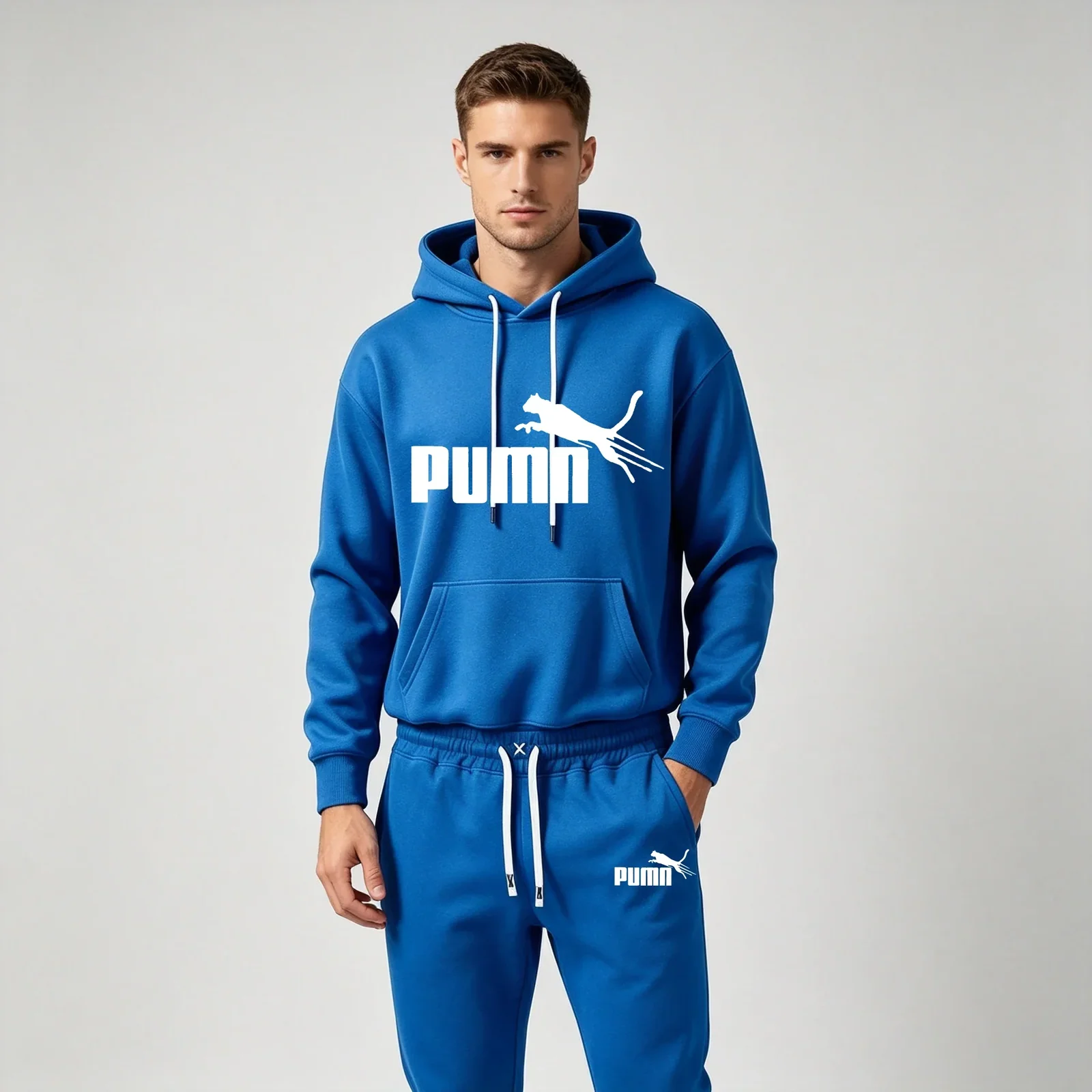 Men's Pieces Tracksuit Letter Print Hoodie+Jogger Pants Set Casual Streetwear Hooded Sweatshirt Suit Autumn Winter Sports Men