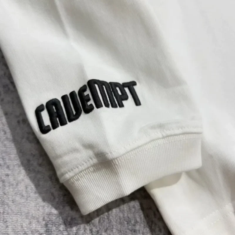 Fashion Street Unisex CAVEMPT Sweatshirts Half High Collar Slogan Nylon Embroidered Letter Long Sleeve Pullover Men Women Tops