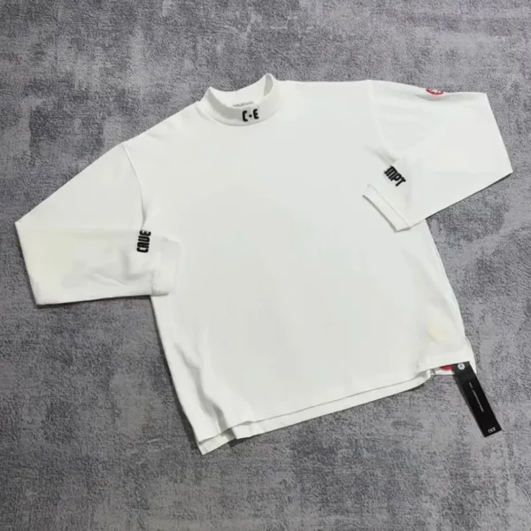 Fashion Street Unisex CAVEMPT Sweatshirts Half High Collar Slogan Nylon Embroidered Letter Long Sleeve Pullover Men Women Tops