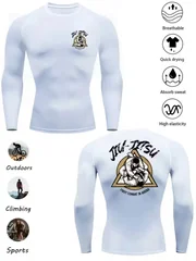 Hot new men's long sleeved high stretch sports running compression shirt - breathable and sweat absorbing long sleeved top