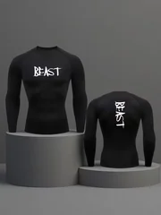 Hot new men's long sleeved high stretch sports running compression shirt - breathable and sweat absorbing long sleeved top