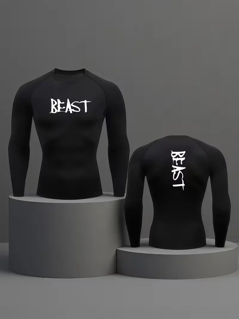 Hot new men's long sleeved high stretch sports running compression shirt - breathable and sweat absorbing long sleeved top