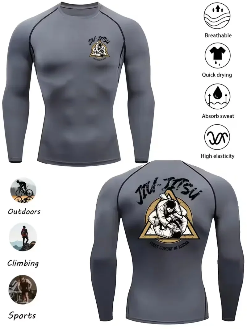 Hot new men's long sleeved high stretch sports running compression shirt - breathable and sweat absorbing long sleeved top