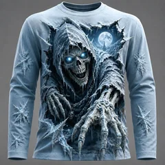 Halloween Men 3D Graphic Printed Long Sleeve T Shirt Gothic Skull Pullover Tops Autumn New Festive Gift Men Clothing Tops Tees