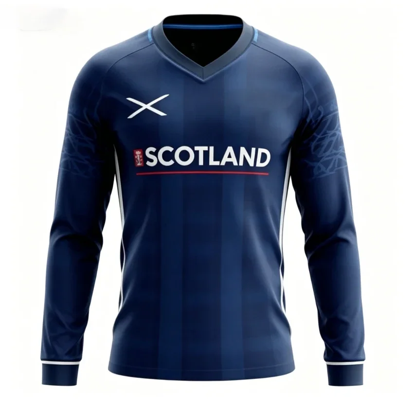 2026 new Scottish long sleeved football T-shirt printed, quick drying, breathable, fashionable and versatile for daily wear