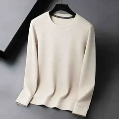 2026 New Arrival Men's Basic Solid Crew Neck Sweater Breathable Long Sleeve Knit Pullover