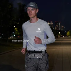 Unisex Quick-Dry Long Sleeve Running Top – Moisture-Wicking Outdoor Shirt with Reflective Details for Night Running & Hiking