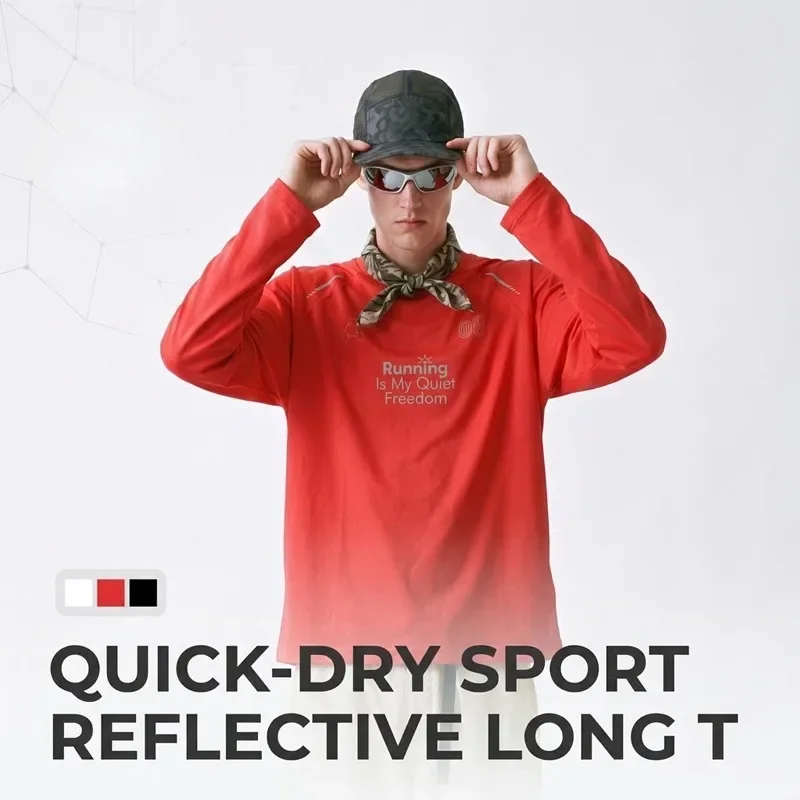 Reflective Sports Running Shirt - Unisex Moisture-Wicking Crew Neck Tee with High Visibility for Night Jogging & Hiking