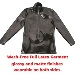 New Fashion Cloth Latex Men's T-shirts Long Sleeve PVC Shiny Man Tops Punk Nightclub Tshirts Man Shaping Slim Body Stage Wear